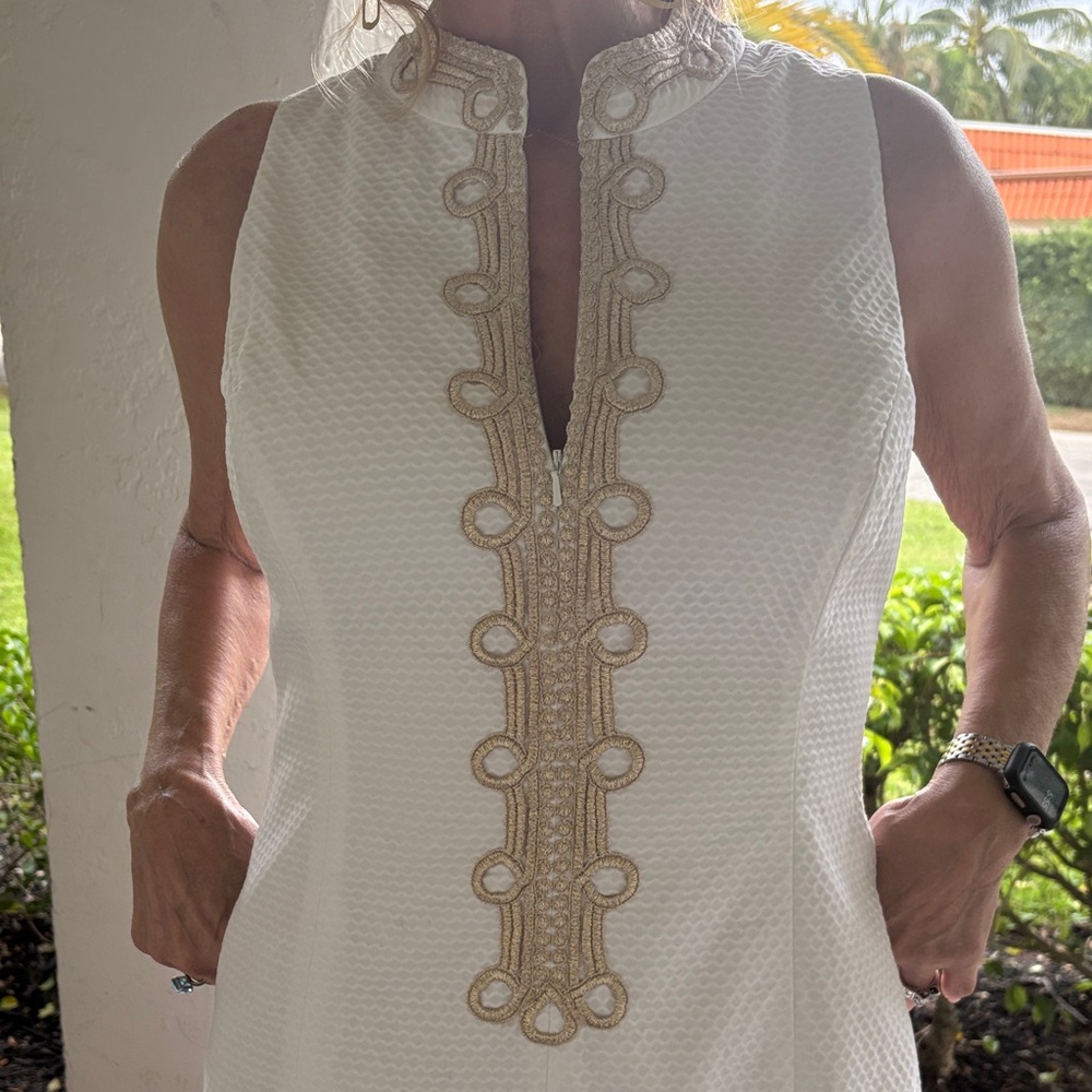 Lilly Pulitzer White Mini Dress with Gold Accents - Picture 5 of 5